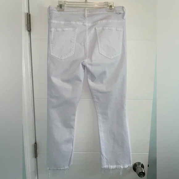 MOTHER The Insider Crop Step Fray in Fairest of them All White Jeans Denim 31 - Picture 11 of 16
